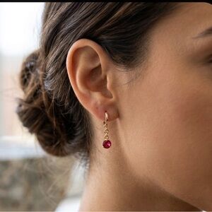 Elegant  Rose Gold and Red Drop Earrings